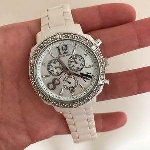 Authentic Michael Kors white ceramic silver watch